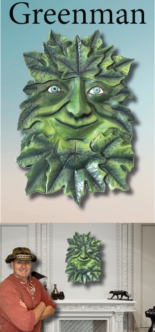 Canadian greenman dwcarving, wood carving, climate change art, climate change artist